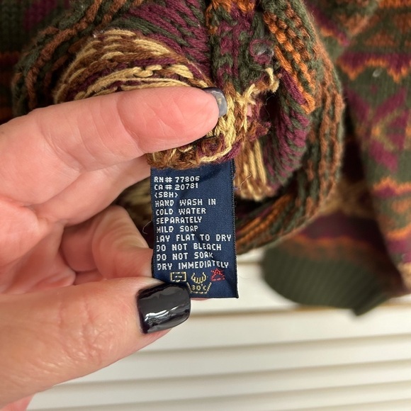 Tommy Hilfiger Men's Vintage Multi-Color Oversized Sweater Large 100%‎ Cotton - Picture 6 of 7